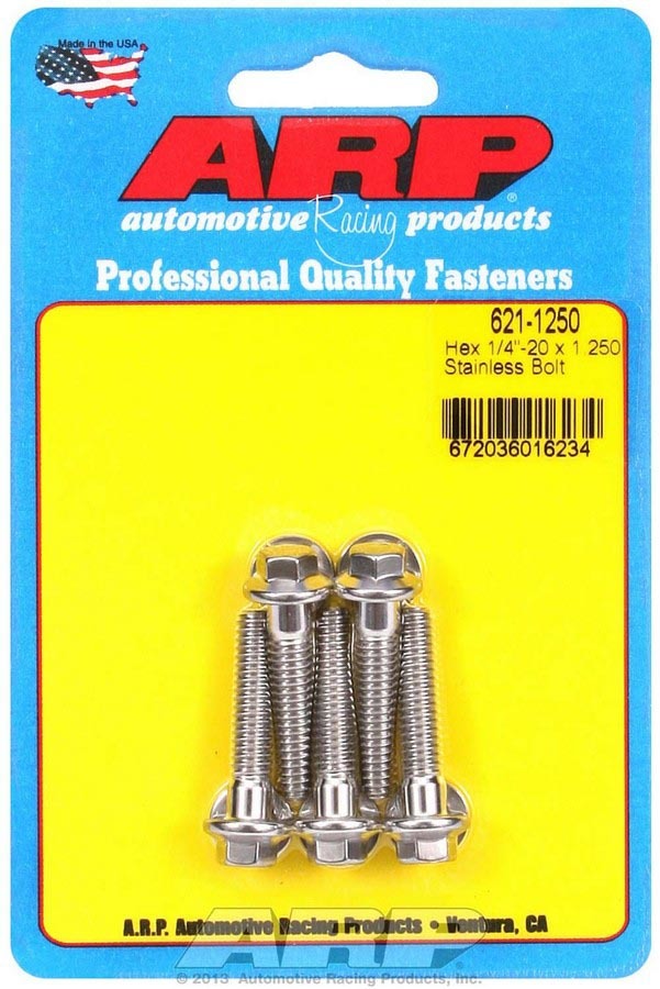 Auto Racing Products Automotive Hardware S/S Bolt Kit - 6pt. (5) 1/4-20 x 1.250 621-1250