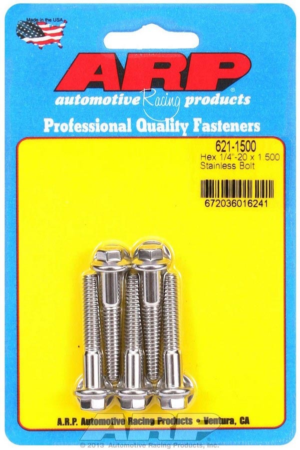 Auto Racing Products Automotive Hardware S/S Bolt Kit - 6pt. (5) 1/4-20 x 1.500 621-1500