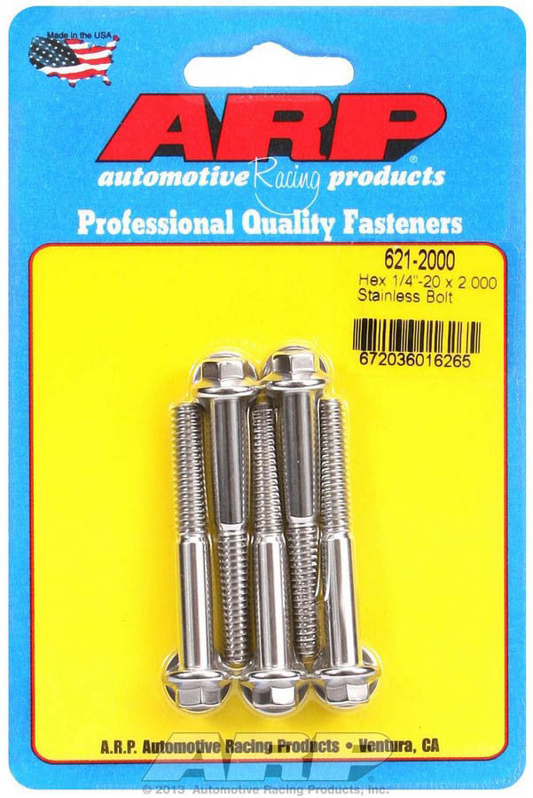 Auto Racing Products Automotive Hardware S/S Bolt Kit - 6pt. (5) 1/4-20 x 2.000 621-2000
