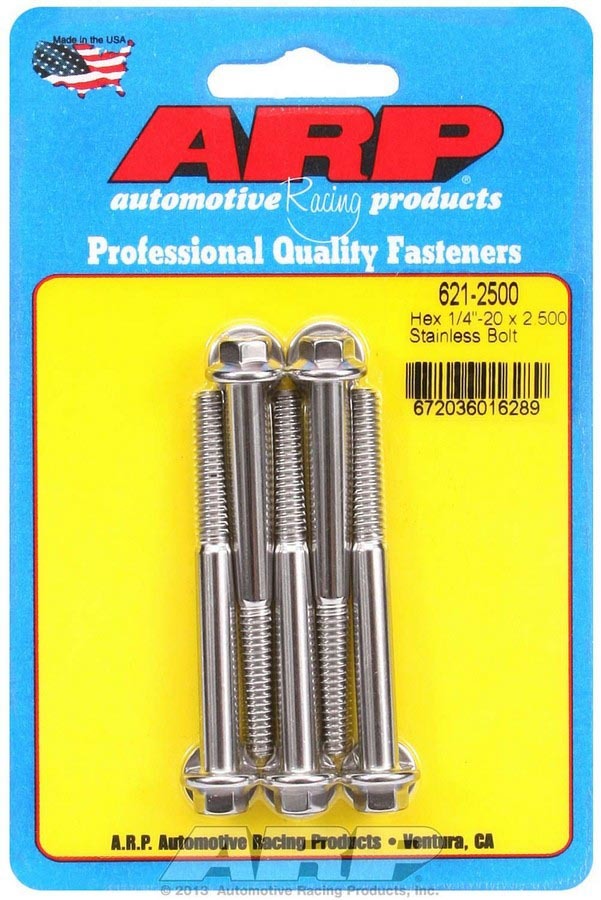 Auto Racing Products Automotive Hardware S/S Bolt Kit - 6pt. (5) 1/4-20 x 2.500 621-2500