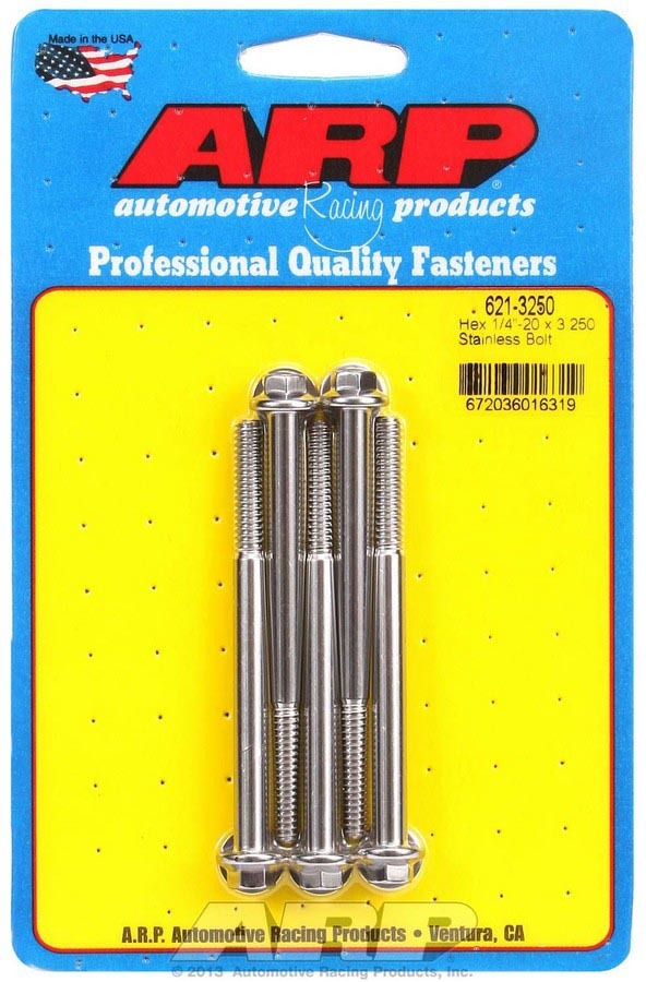Auto Racing Products Automotive Hardware S/S Bolt Kit - 6pt. (5) 1/4-20 x 3.250 621-3250