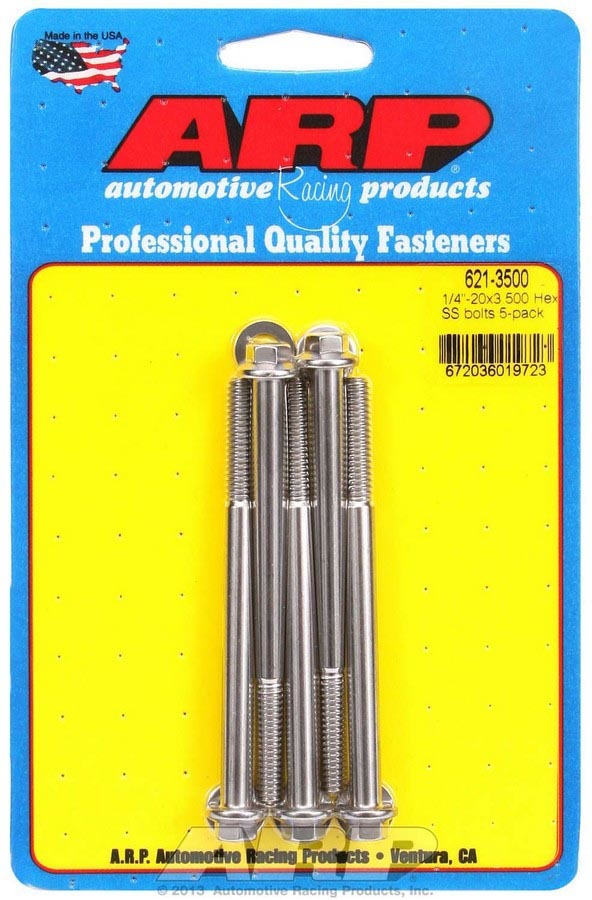 Auto Racing Products Automotive Hardware S/S Bolt Kit - 6pt. (5) 1/4-20 x 3.500 621-3500