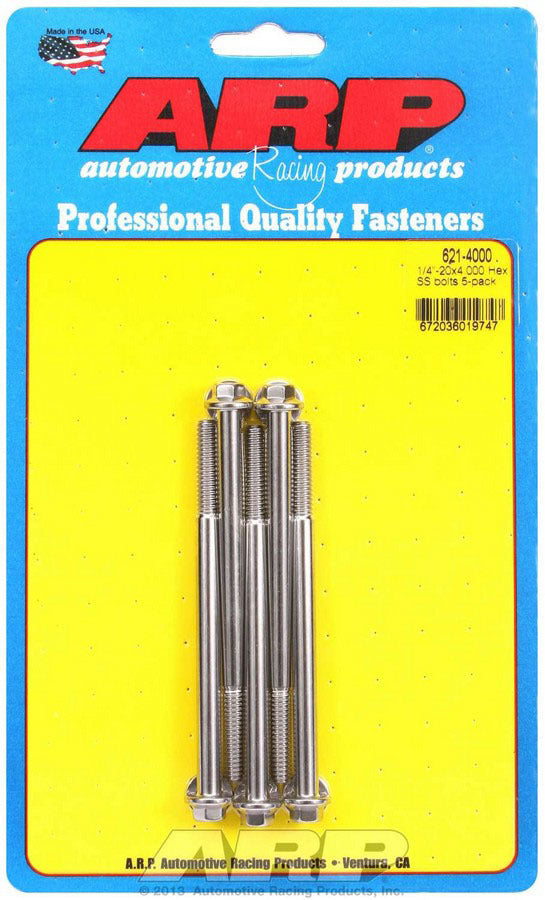 Auto Racing Products Automotive Hardware S/S Bolt Kit - 6pt. (5) 1/4-20 x 4.000 621-4000