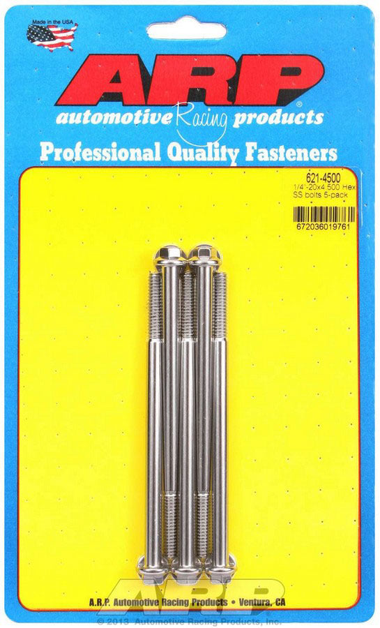 Auto Racing Products Automotive Hardware S/S Bolt Kit - 6pt. (5) 1/4-20 x 4.500 621-4500