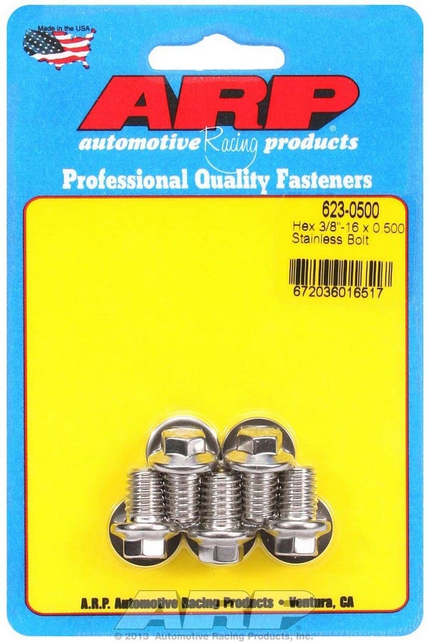 Auto Racing Products Automotive Hardware S/S Bolt Kit - 6pt. (5) 3/8-16 x .500 623-0500