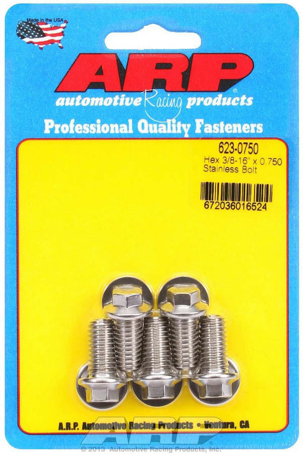 Auto Racing Products Automotive Hardware S/S Bolt Kit - 6pt. (5) 3/8-16 x .750 623-0750