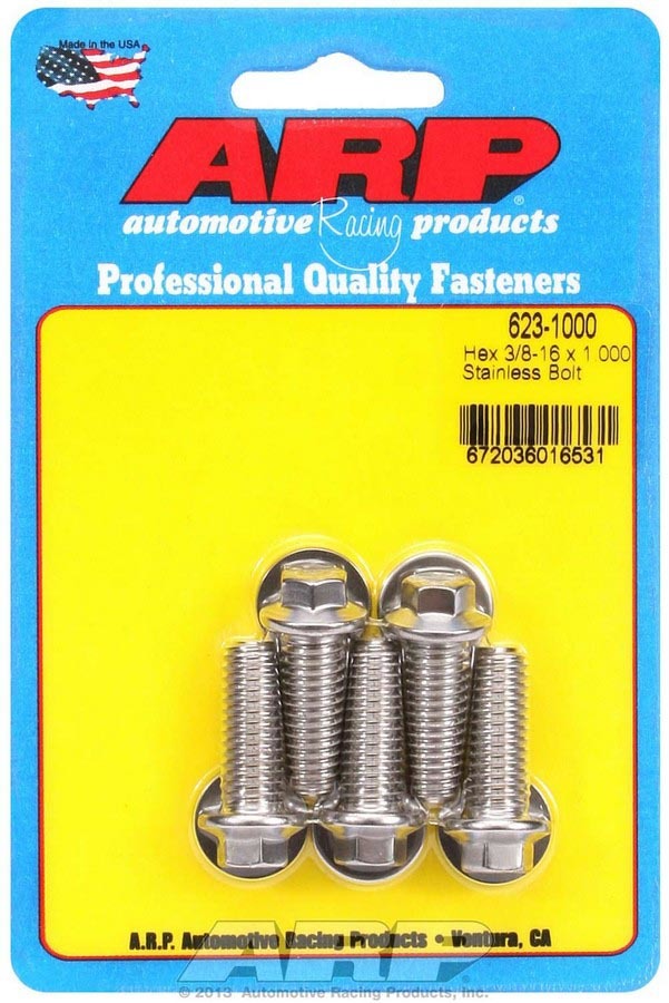 Auto Racing Products Automotive Hardware S/S Bolt Kit - 6pt. (5) 3/8-16 x 1.000 623-1000