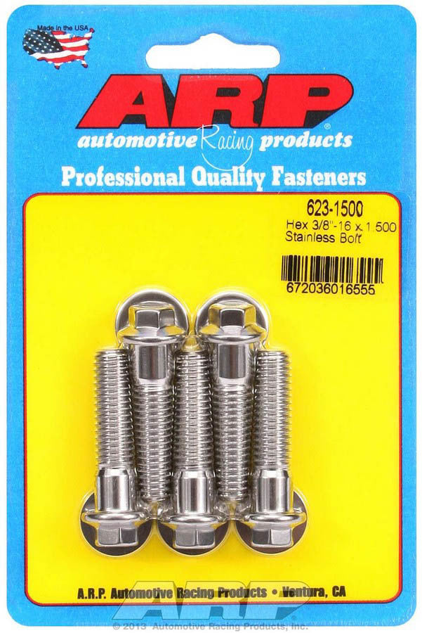 Auto Racing Products Automotive Hardware S/S Bolt Kit - 6pt. (5) 3/8-16 x 1.500 623-1500