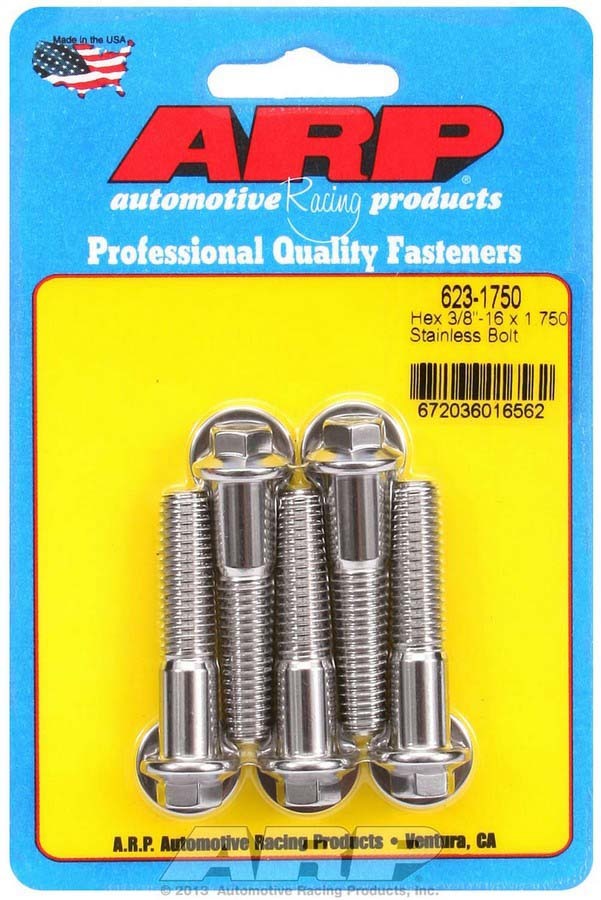 Auto Racing Products Automotive Hardware S/S Bolt Kit - 6pt. (5) 3/8-16 x 1.750 623-1750