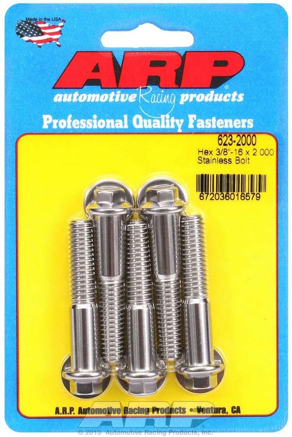 Auto Racing Products Automotive Hardware S/S Bolt Kit - 6pt. (5) 3/8-16 x 2.000 623-2000