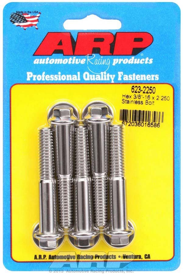 Auto Racing Products Automotive Hardware S/S Bolt Kit - 6pt. (5) 3/8-16 x 2.250 623-2250