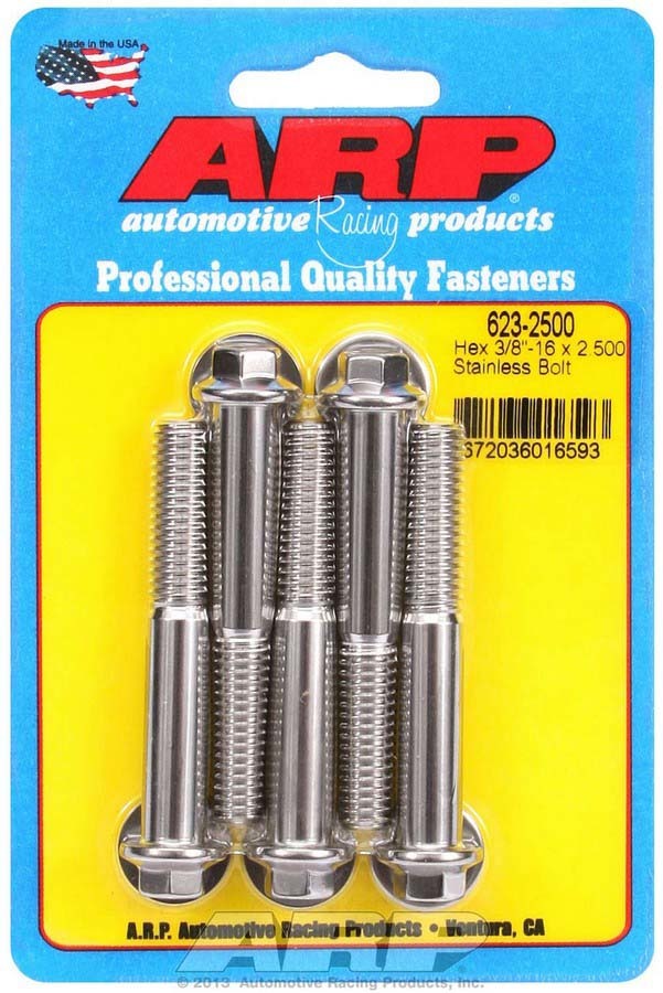 Auto Racing Products Automotive Hardware S/S Bolt Kit - 6pt. (5) 3/8-16 x 2.500 623-2500