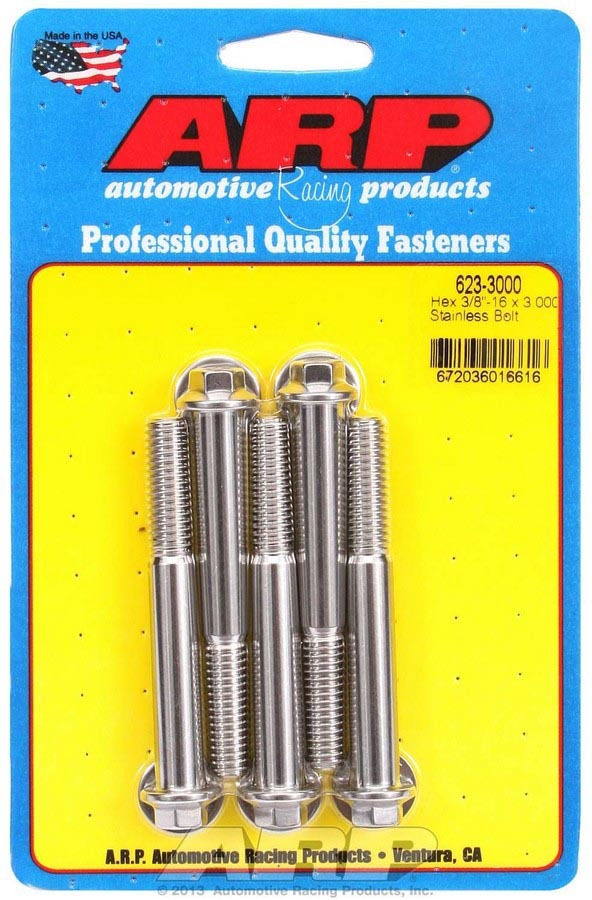 Auto Racing Products Automotive Hardware S/S Bolt Kit - 6pt. (5) 3/8-16 x 3.000 623-3000