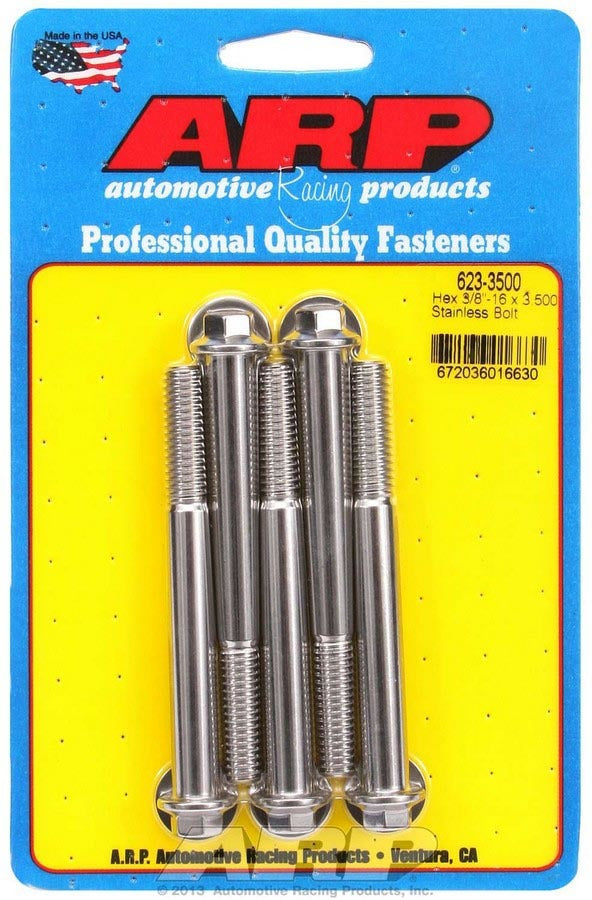Auto Racing Products Automotive Hardware S/S Bolt Kit - 6pt. (5) 3/8-16 x 3.500 623-3500