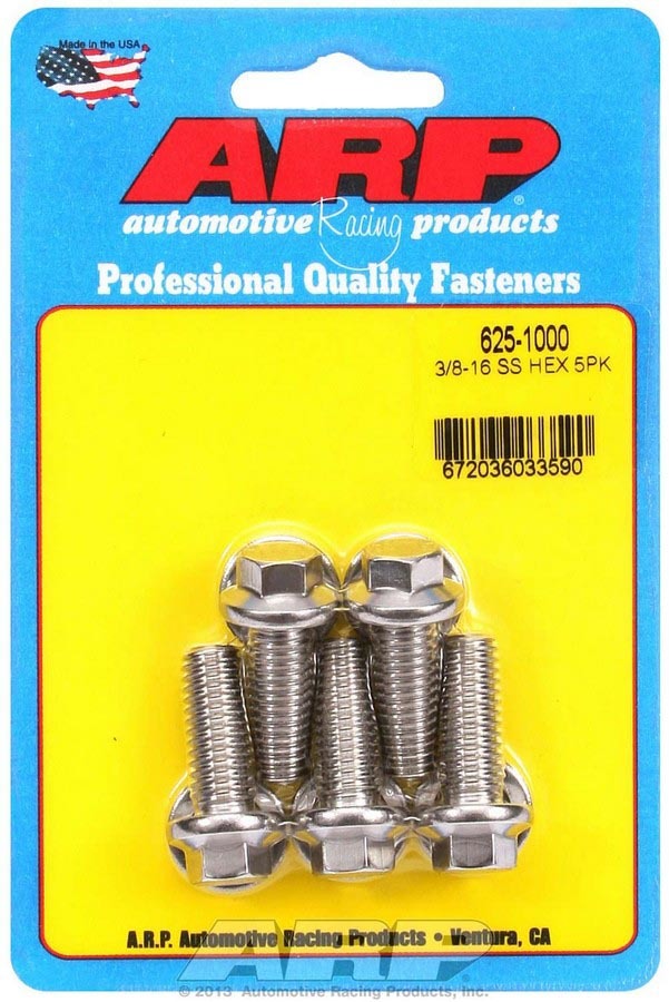 Auto Racing Products Automotive Hardware S/S Bolt Kit - 6pt. (5) 3/8-16 x 1.000 625-1000