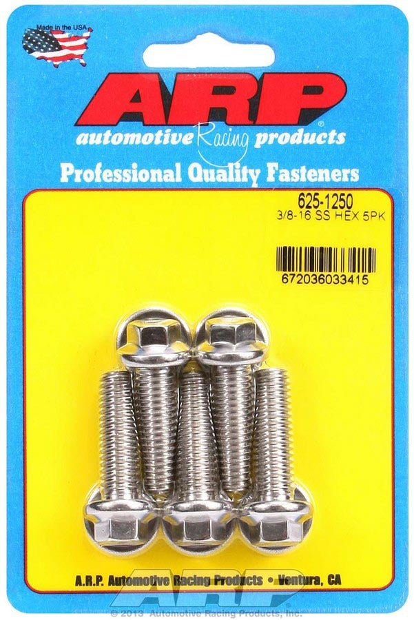 Auto Racing Products Automotive Hardware S/S Bolt Kit - 6pt. (5) 3/8-16 x 1.250 625-1250