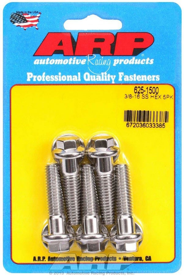 Auto Racing Products Automotive Hardware S/S Bolt Kit - 6pt. (5) 3/8-16 x 1.500 625-1500