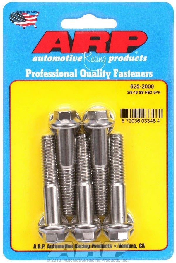 Auto Racing Products Automotive Hardware S/S Bolt Kit - 6pt. (5) 3/8-16 x 2.000 625-2000