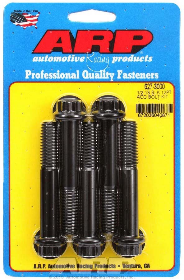 Auto Racing Products Automotive Hardware 1/2-13 x 3.000 12pt - Bolts 5pk Black Oxide 627-3000