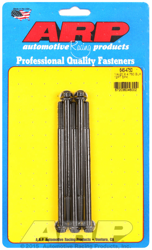 Auto Racing Products Automotive Hardware 1/4-20 x 4.750 12pt Bolt Kit 5pk 640-4750