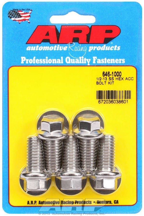 Auto Racing Products Automotive Hardware 1/2-13 x 1.000 6pt SS Bolt Kit 5pk 646-1000