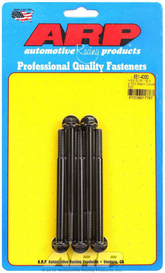 Auto Racing Products Automotive Hardware Bolt Kit - 6pt. (5) 5/16-18 x 4.000 651-4000