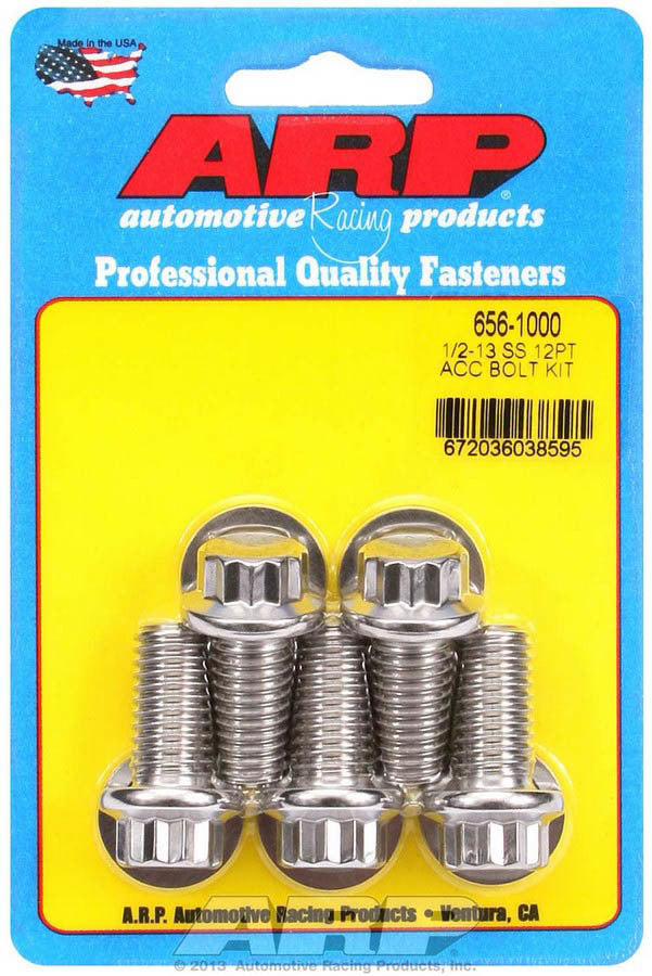 Auto Racing Products Automotive Hardware S/S Bolt Kit - 12pt. (5) 1/2-13 x 1.000 656-1000