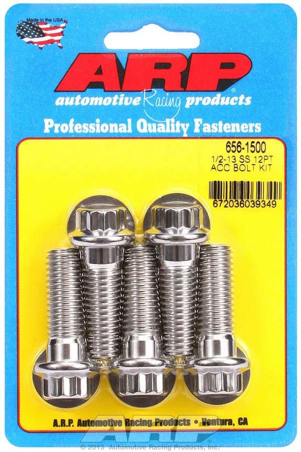 Auto Racing Products Automotive Hardware S/S Bolt Kit - 12pt. (5) 1/2-13 x 1.500 656-1500