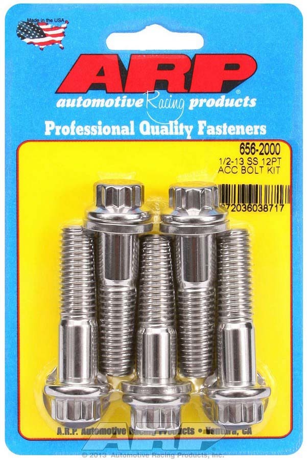 Auto Racing Products Automotive Hardware S/S Bolt Kit - 12pt. (5) 1/2-13 x 2.000 656-2000
