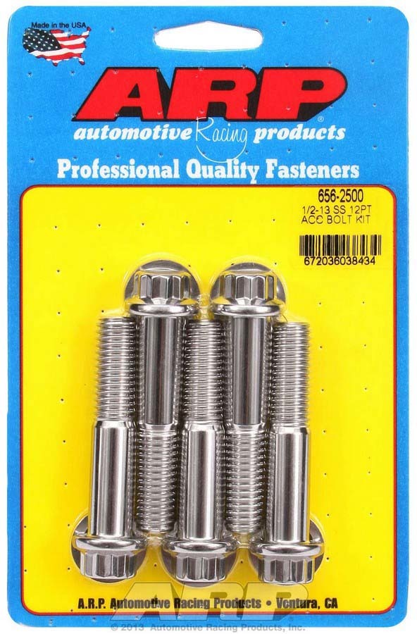Auto Racing Products Automotive Hardware S/S Bolt Kit - 12pt. (5) 1/2-13 x 2.500 656-2500