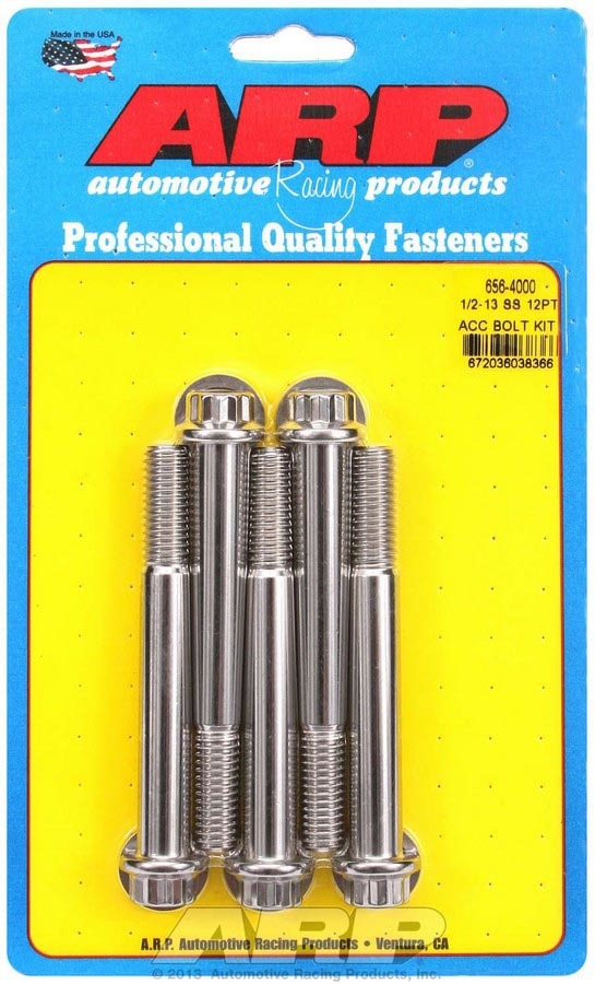 Auto Racing Products Automotive Hardware S/S Bolt Kit - 12pt. (5) 1/2-13 x 4.000 656-4000