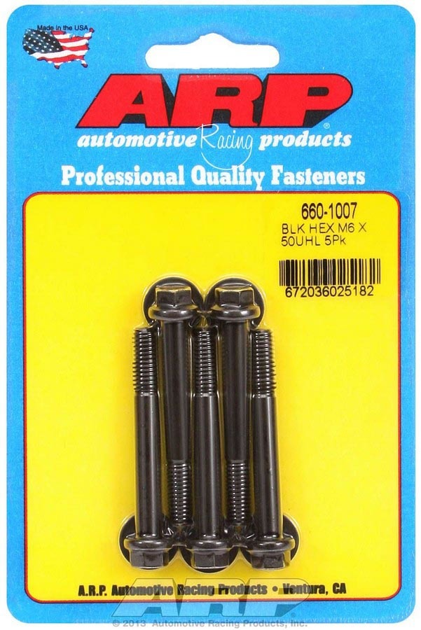 Auto Racing Products Automotive Hardware M6 x 1.00 x 50 6pt Bolt Kit - 5pk 660-1007