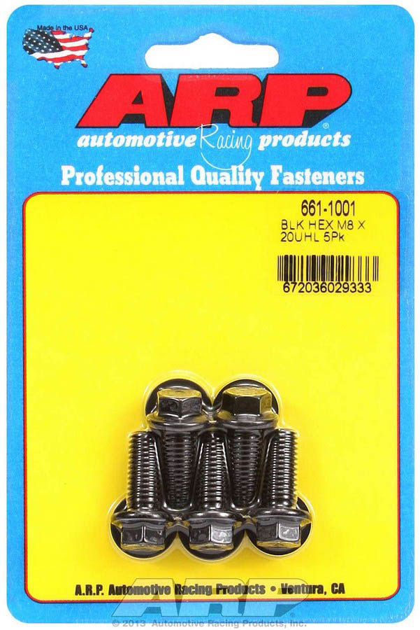Auto Racing Products Automotive Hardware 8mm x 1.25 x 20mm 6pt Bolt Kit 5pk 661-1001