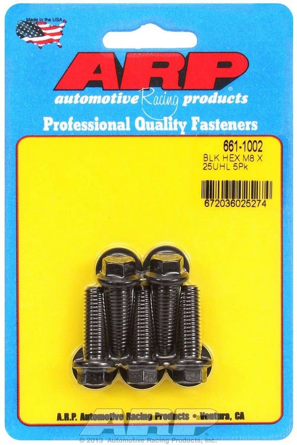 Auto Racing Products Automotive Hardware 8mm x 1.25 x 25mm 6pt Bolt Kit 5pk 661-1002