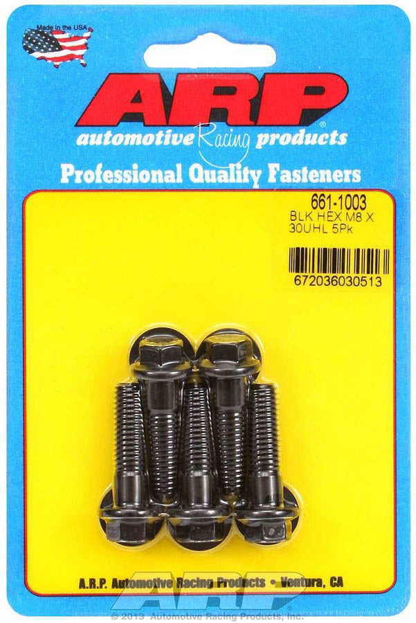 Auto Racing Products Automotive Hardware 8mm x 1.25 x 30mm 6pt Bolt Kit - 5pk 661-1003