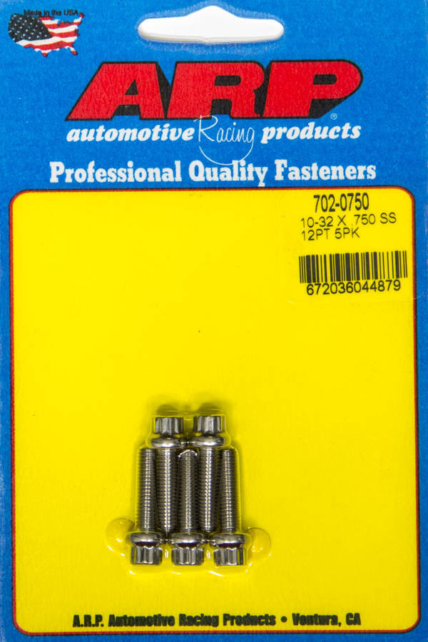 Auto Racing Products Automotive Hardware S/S Bolt Kit -12pt (5pk) 10-32 x .750 702-0750