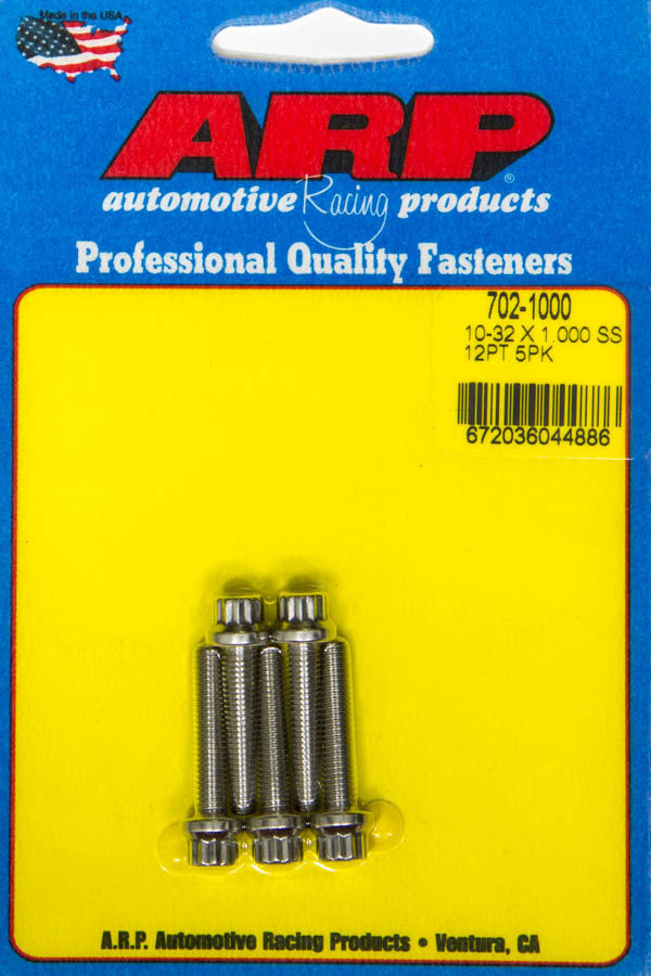 Auto Racing Products Automotive Hardware S/S Bolt Kit -12pt (5pk) 10-32 x 1.000 702-1000