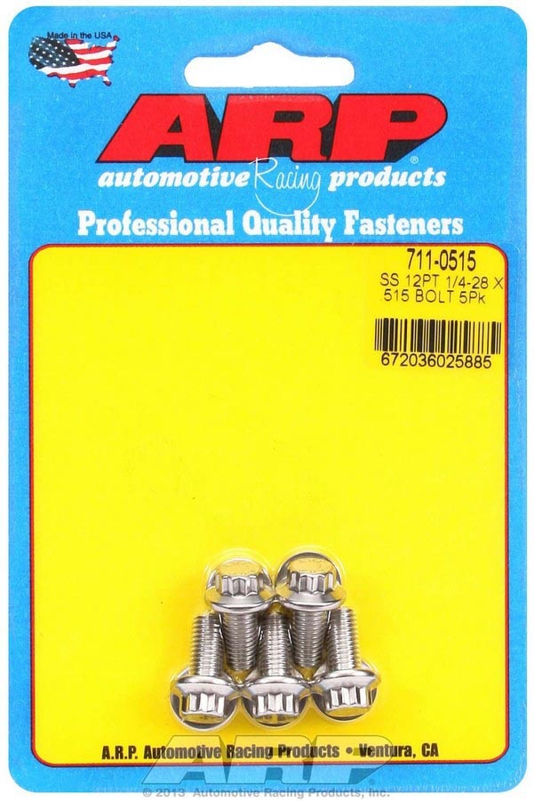 Auto Racing Products Automotive Hardware S/S Bolt Kit - 12pt. (5) 1/4-28 x .515 711-0515