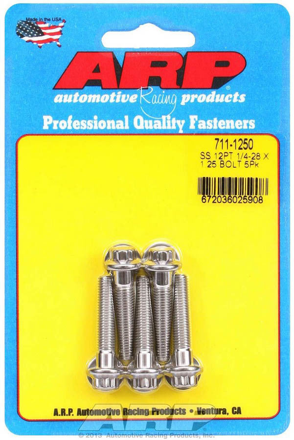 Auto Racing Products Automotive Hardware S/S Bolt Kit - 12pt. (5) 1/4-28 x 1.250 711-1250