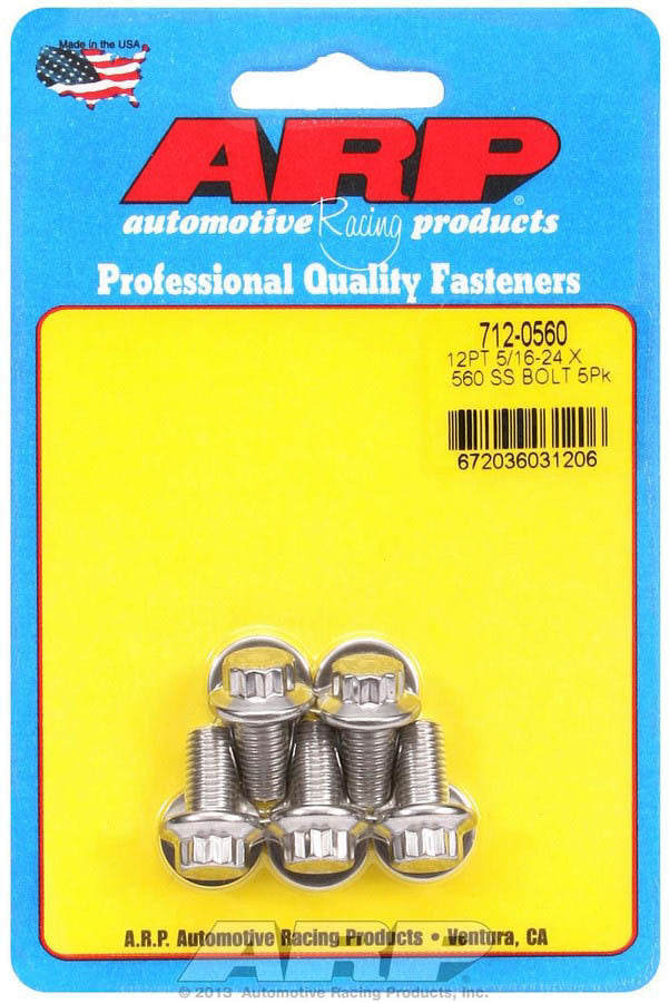 Auto Racing Products Automotive Hardware S/S Bolt Kit - 12pt. (5) 5/16-24 x .560 712-0560