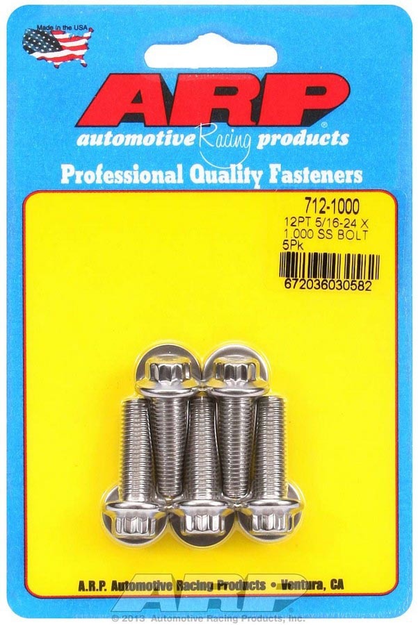 Auto Racing Products Automotive Hardware S/S Bolt Kit - 12pt. (5) 5/16-24 x 1.000 712-1000