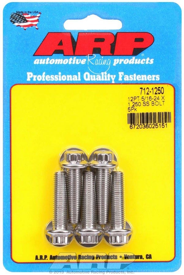 Auto Racing Products Automotive Hardware S/S Bolt Kit - 12pt. (5) 5/16-24 x 1.250 712-1250