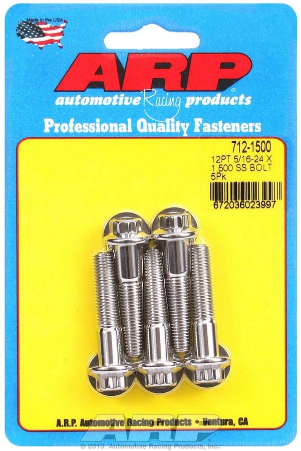 Auto Racing Products Automotive Hardware S/S Bolt Kit - 12pt. (5) 5/16-24 x 1.500 712-1500