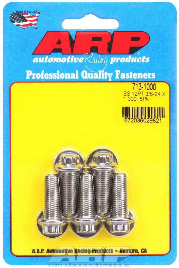 Auto Racing Products Automotive Hardware S/S Bolt Kit - 12pt. (5) 3/8-24 x 1.000 713-1000