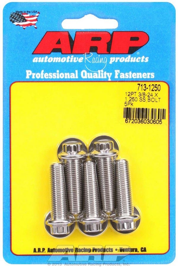 Auto Racing Products Automotive Hardware S/S Bolt Kit - 12pt. (5) 3/8-24 x 1.250 713-1250