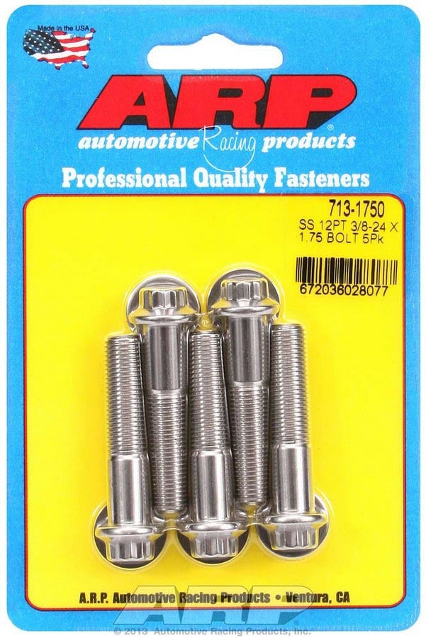 Auto Racing Products Automotive Hardware S/S Bolt Kit - 12pt. (5) 3/8-24 x 1.750 713-1750