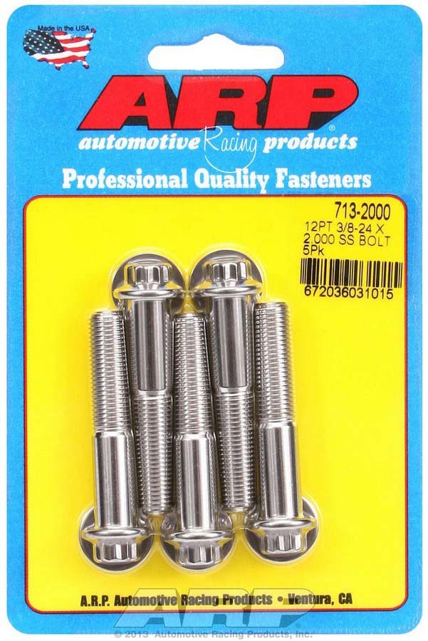 Auto Racing Products Automotive Hardware S/S Bolt Kit - 12pt. (5) 3/8-24 x 2.000 713-2000