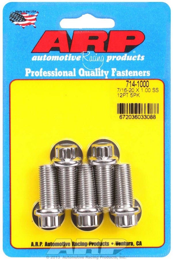 Auto Racing Products Automotive Hardware S/S Bolt Kit - 12pt. (5) 7/16-20 x 1.000 714-1000