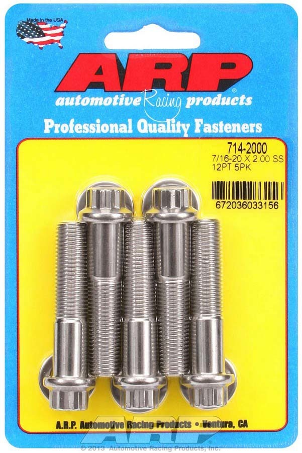 Auto Racing Products Automotive Hardware 7/16-20 x 2.000 12pt SS Bolt Kit 5pk 714-2000