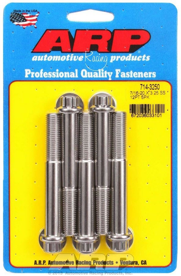 Auto Racing Products Automotive Hardware 7/16-20 x 3.250 12pt SS Bolt Kit 5pk 714-3250